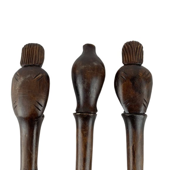 Vintage MCM Carved Wood Spoon Utensil Wall Decor Brown African Art 14 Inch - Picture 6 of 8